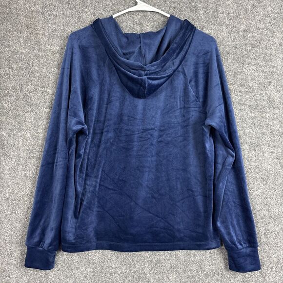 J.CREW Sweatshirt Hoodie Womens M Blue Saphire Velour Active Cozy - Picture 2 of 9